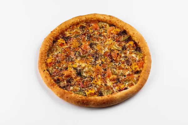 Pizza Met Kaas Champignons — Stockfoto