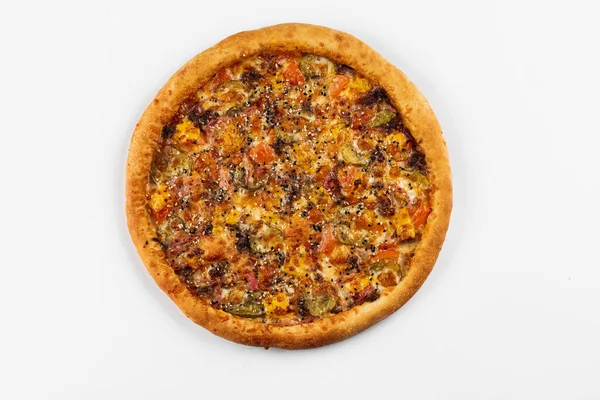 Pizza Con Queso Champiñones — Foto de Stock
