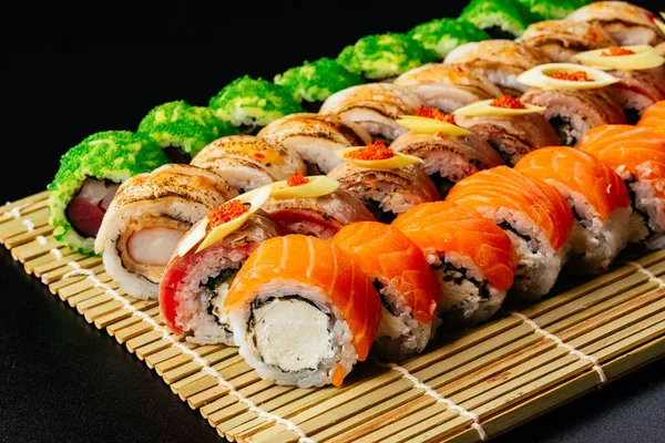 Sushi Set Bamboo Mat — Stock Photo, Image