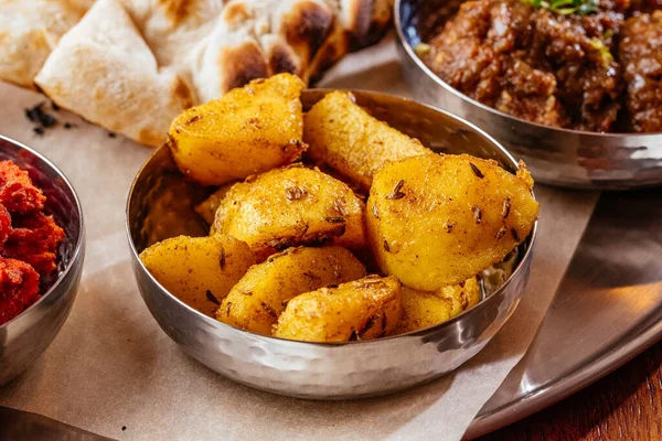 Delicious Fried Yellow Potatoes Spices — Stock Photo, Image