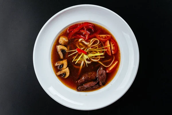Primer Plano Vista Delicioso Asiático Sopa — Foto de Stock