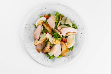 delicious salad with ham and lettuce