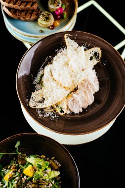 Lezzetli Asya mutfağının üst görüntüsü