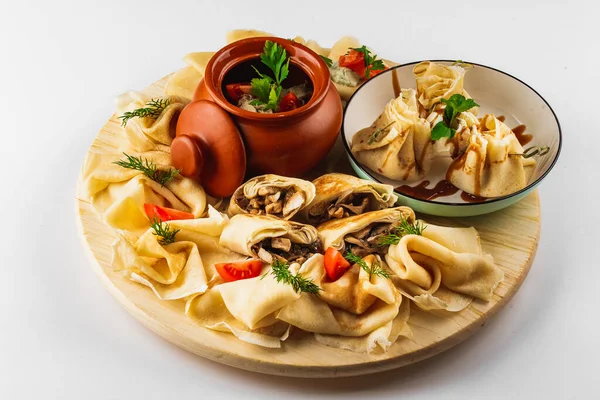 Delicious Homemade Dumplings Meat Vegetables White Plate — Stock Photo, Image
