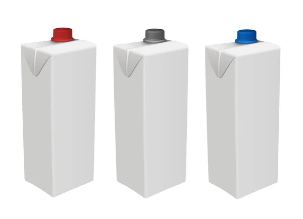 Drei leere Milch- oder Saftboxen — Stockfoto