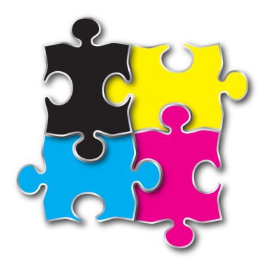 CMYK puzzle yapboz parçaları