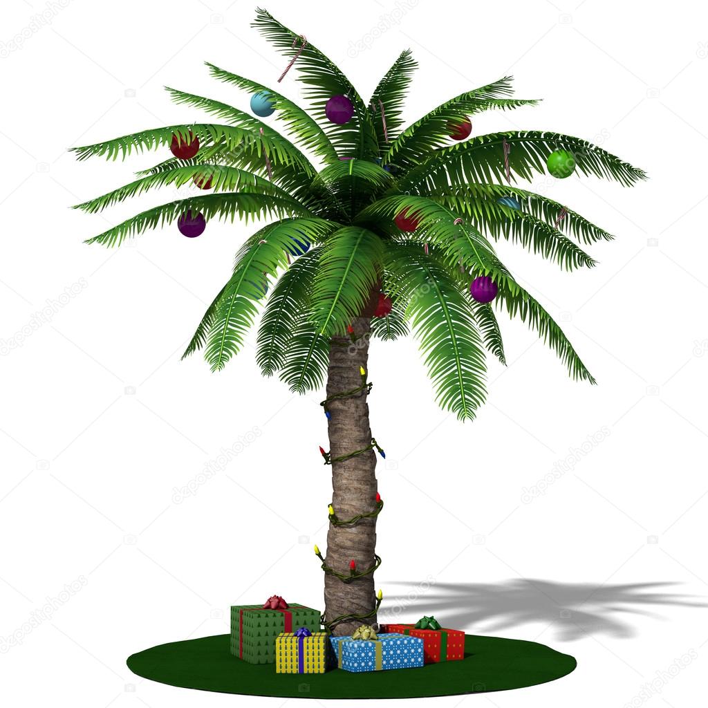 Illustration of Christmas palm tree.