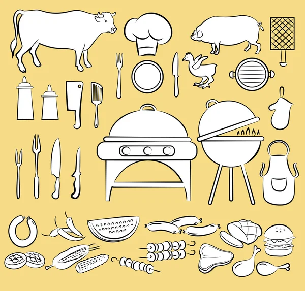 Set de iconos de barbacoa — Archivo Imágenes Vectoriales