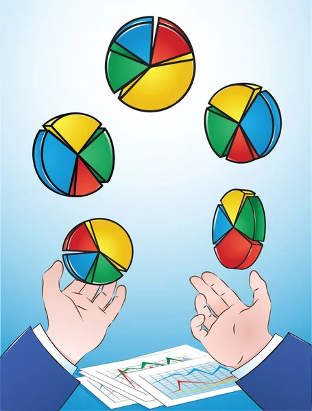 Jongleren cirkeldiagrammen — Stockvector