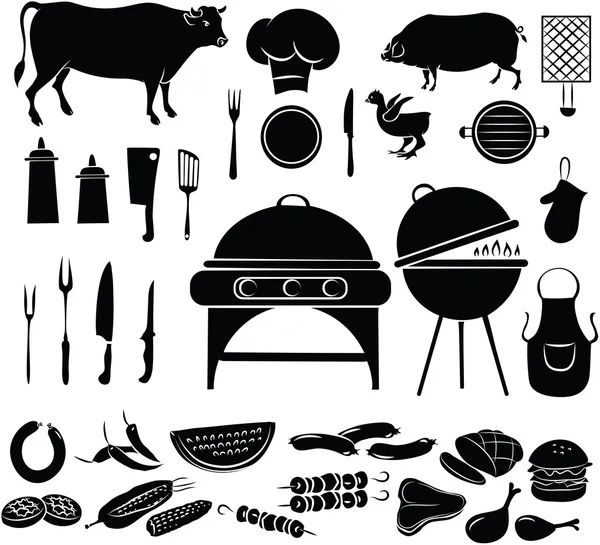 Barbekü Icon set — Stok Vektör