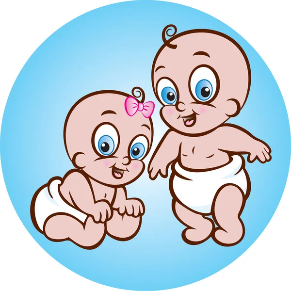 Ευτυχισμένο μωρό αγόρι και κορίτσι — Διανυσματικό Αρχείο