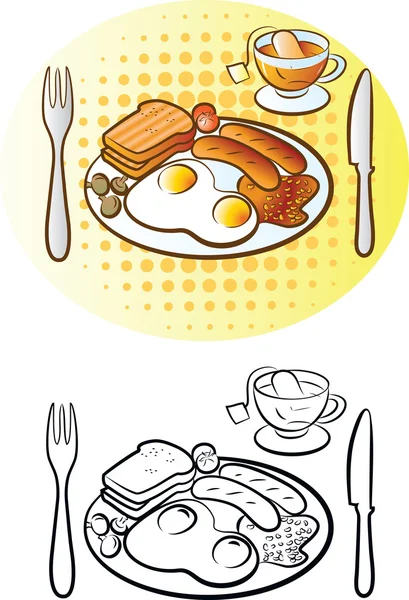 İngiliz kahvaltısı — Stok Vektör