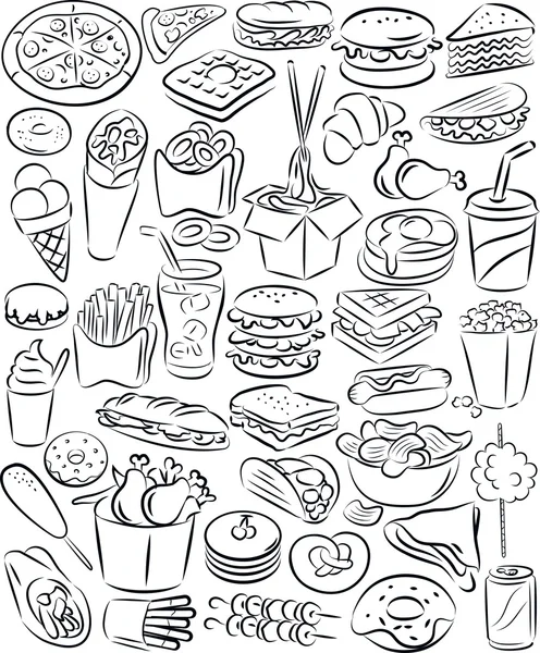 Conjunto de iconos de comida rápida — Vector de stock