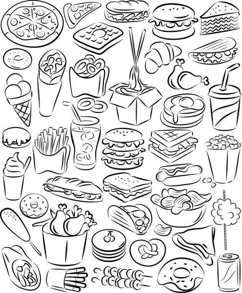 Set icona fast food Illustrazioni Stock Royalty Free