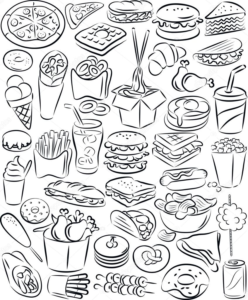 fast food icon set