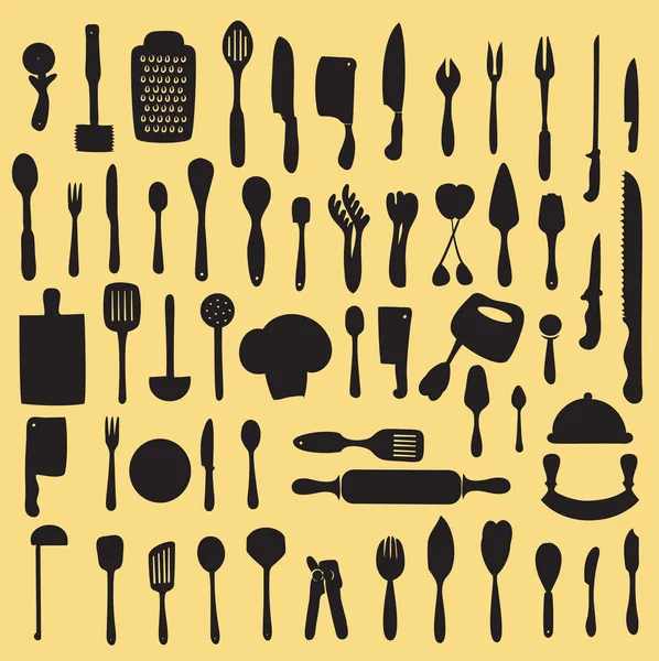 Conjunto de utensílios de cozinha — Vetor de Stock