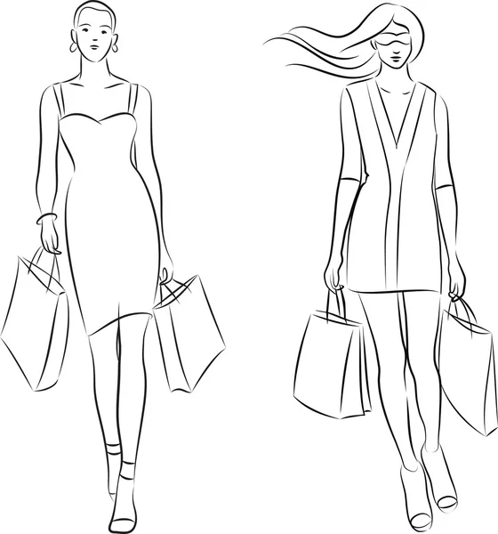 Shopping femmes — Image vectorielle