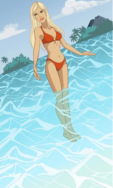 denizin tropikal resort - şekil üzerinde duran güzel kadın