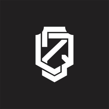 Üst üste binen biçim tasarım şablonlu ZQ Logo monogramı