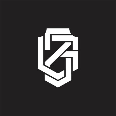 Üst üste binen biçim tasarım şablonlu ZG logo monogramı
