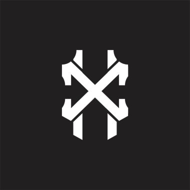 Üst üste binen biçim tasarım şablonlu XX Logo monogramı