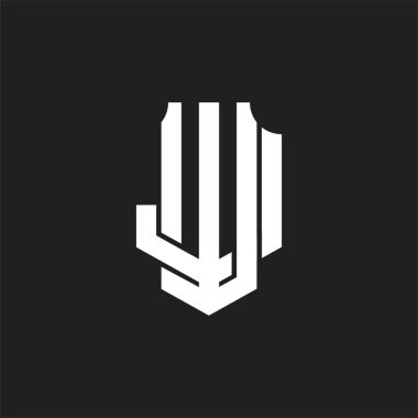 Üst üste binen stil tasarım şablonu ile WJ Logo monogramı