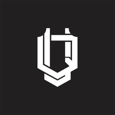 Üst üste binen biçim tasarım şablonlu UQ logo monogramı