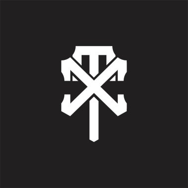 Üst üste binen biçim tasarım şablonlu TX Logo monogramı