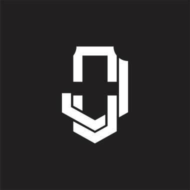 Üst üste binen biçim tasarım şablonu ile OJ logo monogramı