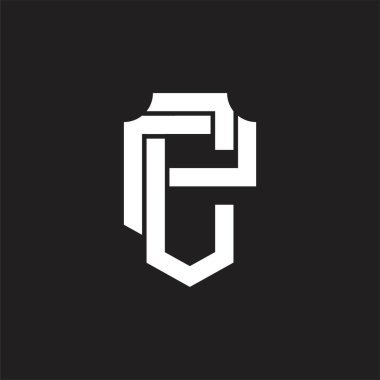 Üst üste binen biçim tasarım şablonlu CP Logo monogramı