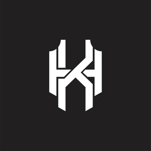 Khロゴモノグラムと重なり合うスタイルデザインテンプレート — ストックベクタ
