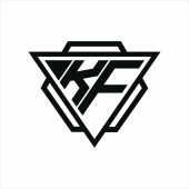 KF logó monogram háromszög és hatszög alakú kombináció elszigetelt háton és fehér színekben