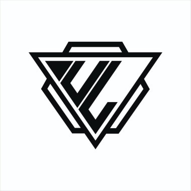 Arkaya ve beyaz renklere izole edilmiş üçgen ve altıgen şekilli UL logosu