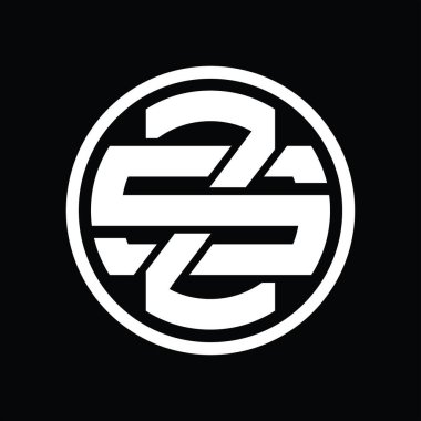 Üst üste binen stil vintage tasarım şablonuyla ZS Logo monogramı