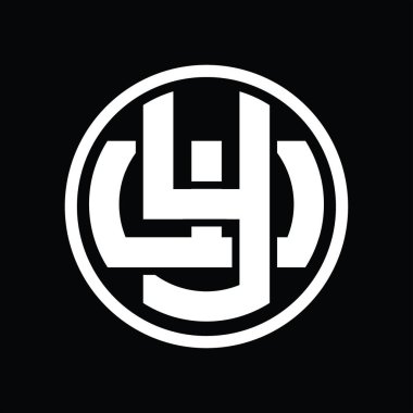 Üst üste binen stil vintage tasarım şablonuyla YW Logo monogramı