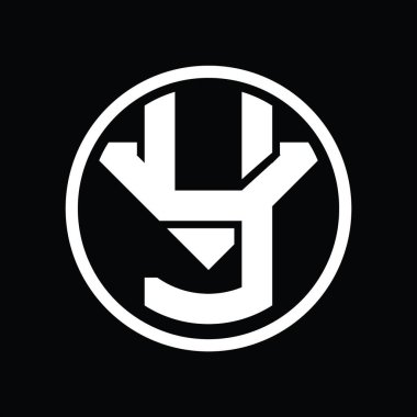 Üst üste binen stil vintage dizayn şablonuna sahip YV logo monogramı
