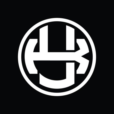 Üst üste binen stil vintage tasarım şablonuyla YK Logo monogramı