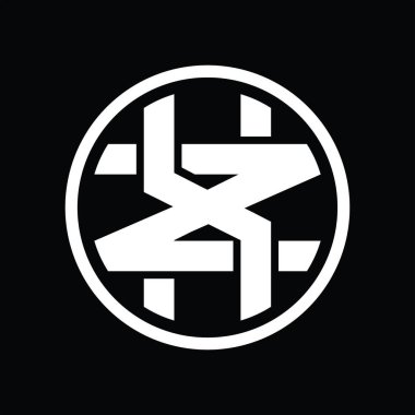 Üst üste binen stil vintage tasarım şablonuna sahip XZ Logo monogramı