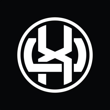 Üst üste binen stil vintage tasarım şablonuyla XU Logo monogramı