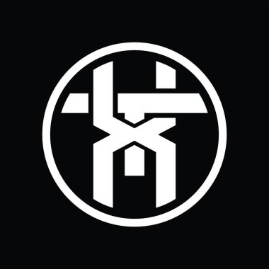 Üst üste binen stil vintage tasarım şablonuyla XT Logo monogramı