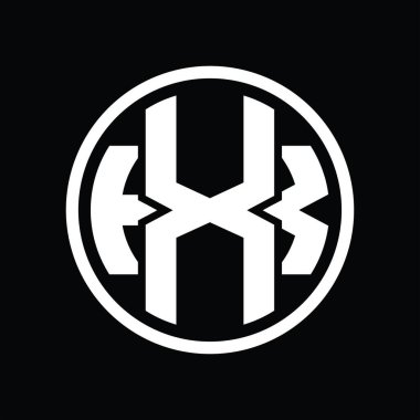 Üst üste binen stil vintage tasarım şablonuyla XK Logo monogramı