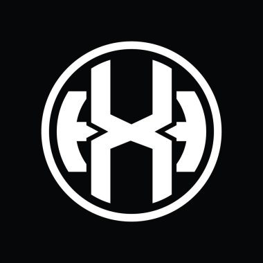 Üst üste binen stil vintage tasarım şablonuyla XH Logo monogramı