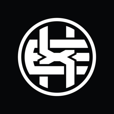 Üst üste binen stil vintage tasarım şablonuyla XE Logo monogramı