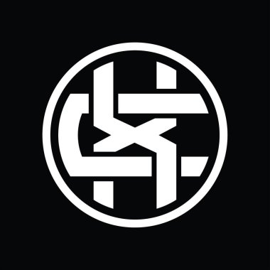 Üst üste binen stil vintage tasarım şablonuna sahip XC Logo monogramı