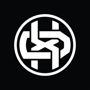 Üst üste binen stil vintage tasarım şablonuna sahip XD logo monogramı