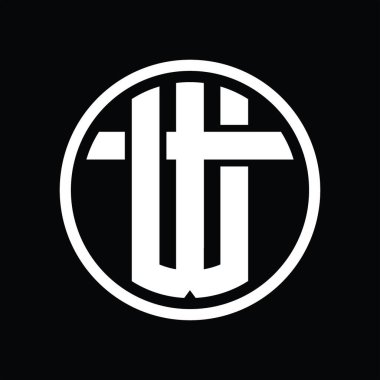 Üst üste binen stil vintage tasarım şablonuyla WT Logo monogramı