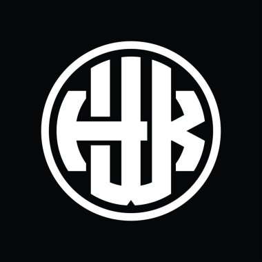 Üst üste binen stil vintage tasarım şablonu ile WK Logo monogramı