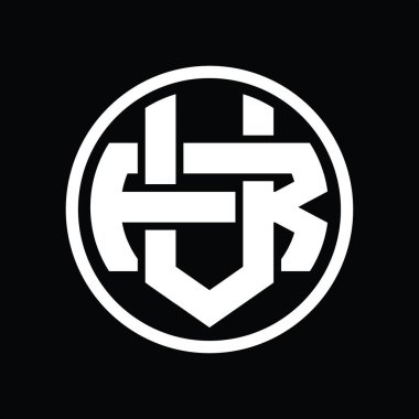 Üst üste binen stil vintage tasarım şablonuyla VR Logo monogramı