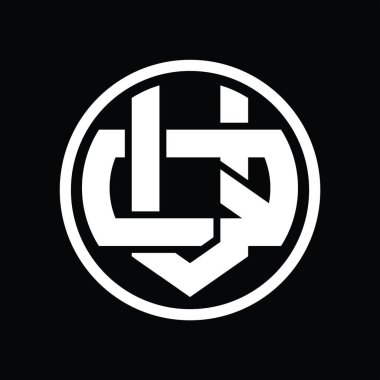 Üst üste binen stil vintage tasarım şablonuyla VQ Logo monogramı