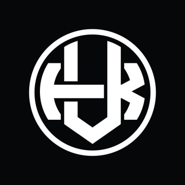 Üst üste binen stil vintage tasarım şablonuyla VK Logo monogramı